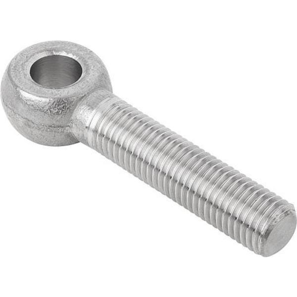 Kipp Eye Bolt Without Shoulder, M6, 53 mm Shank, 6 mm ID, Stainless Steel, Bright K1418.10660